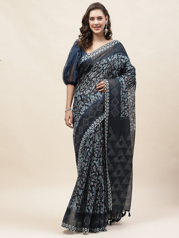 Abstract Printed Cotton Saree