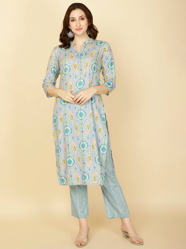 Abstract Printed Cotton Kurta With Pants