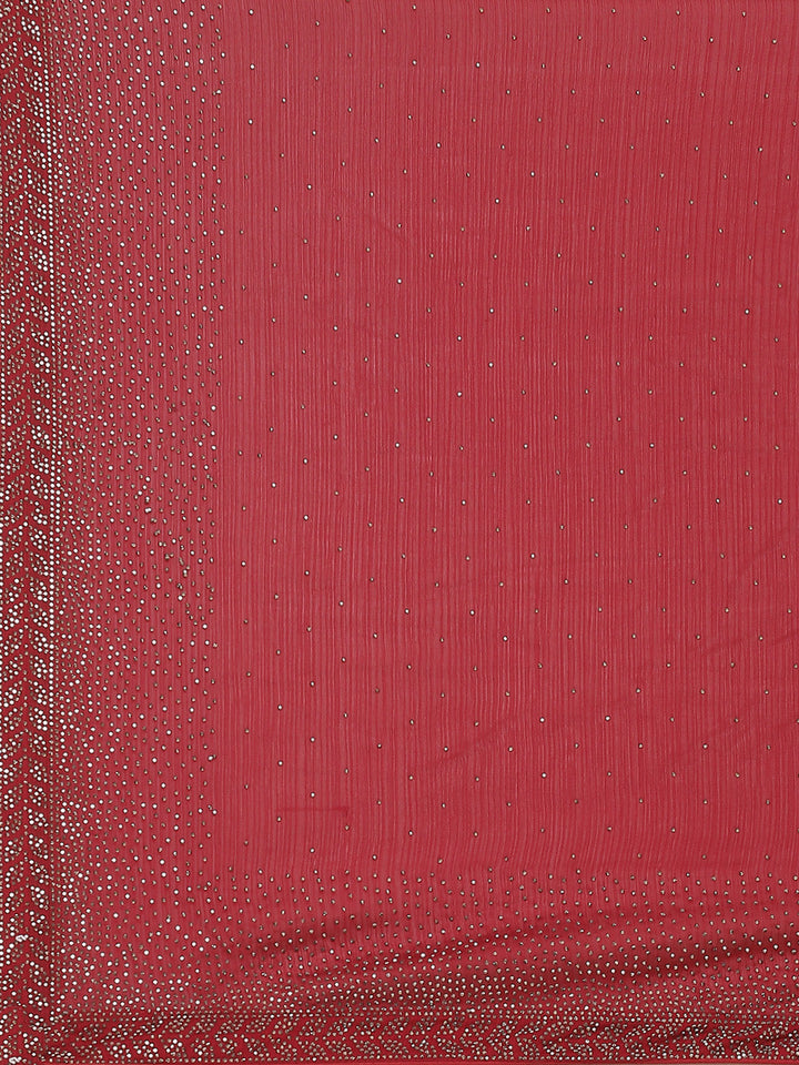 Stone Embroidered Chiffon Saree - meena bazaar