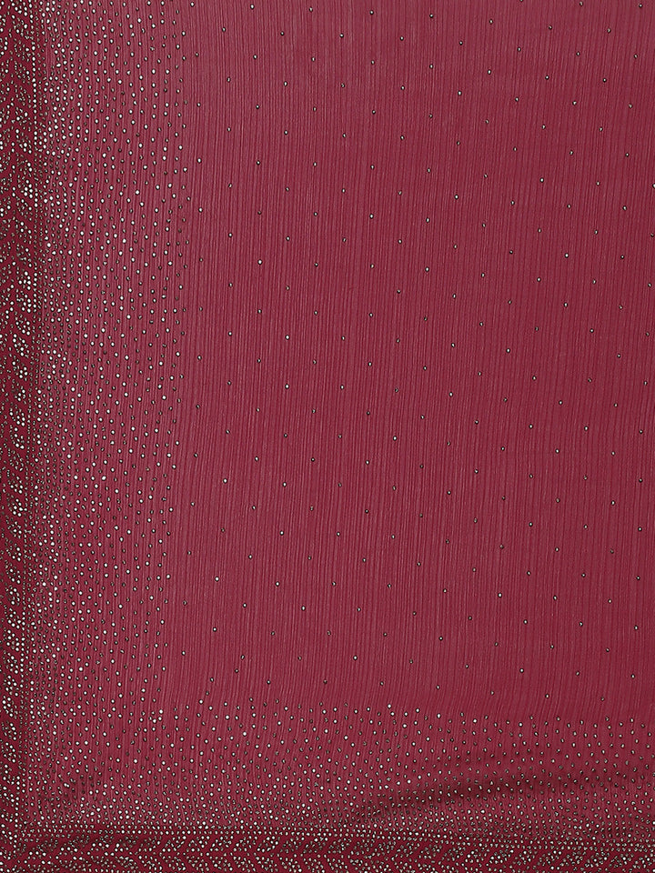 Stone Embroidered Chiffon Saree - meena bazaar