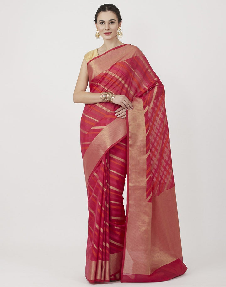 MBZ Meena Bazaar-Rani Cotton Woven  Saree
