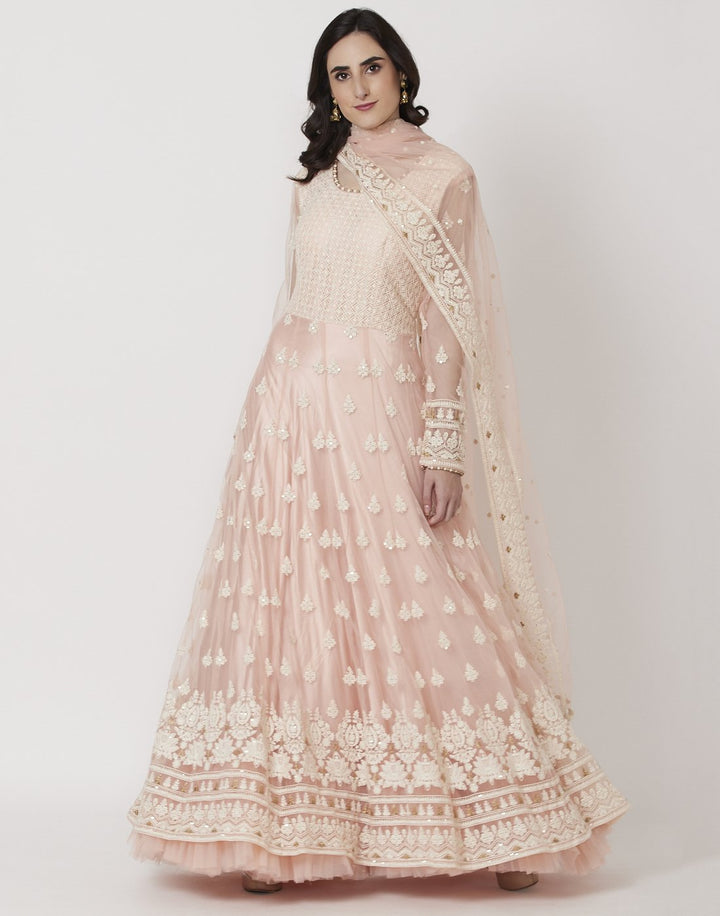 MBZ Meena Bazaar-Pink Net Salwar Kameez