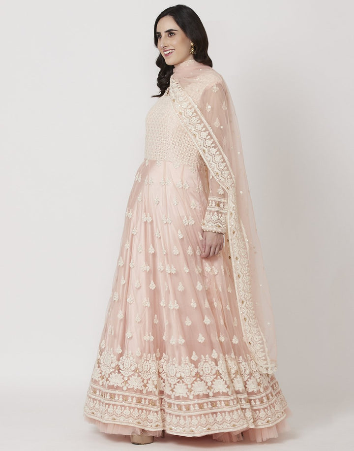 MBZ Meena Bazaar-Pink Net Salwar Kameez