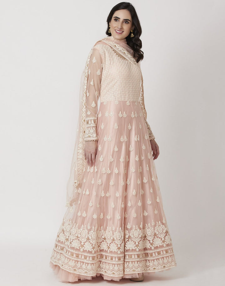 MBZ Meena Bazaar-Pink Net Salwar Kameez
