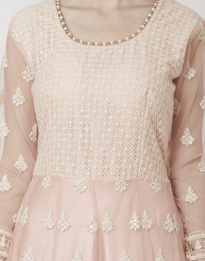 MBZ Meena Bazaar-Pink Net Salwar Kameez