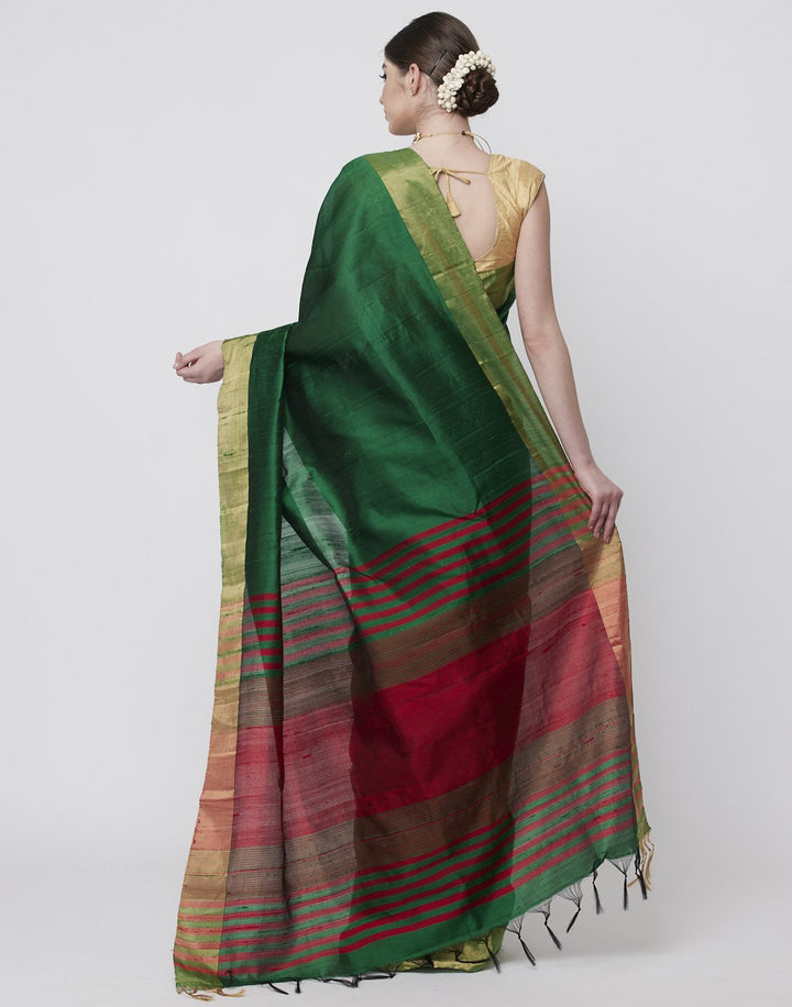 MBZ Meena Bazaar-Green Handloom Woven Saree