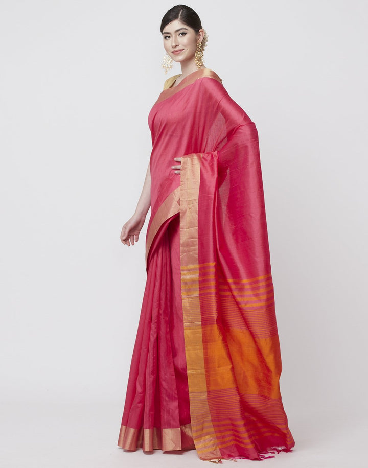 MBZ Meena Bazaar-Green Handloom Woven Saree