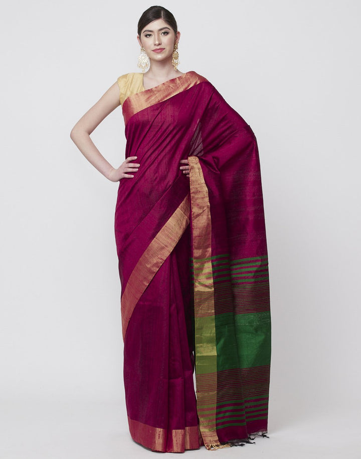 MBZ Meena Bazaar-Green Handloom Woven Saree