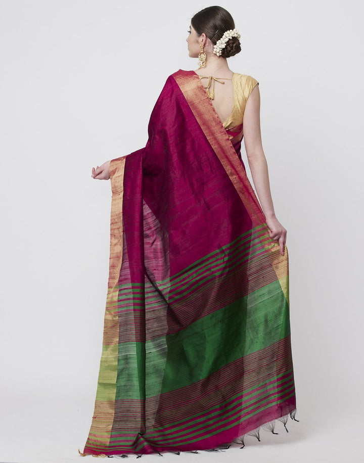 MBZ Meena Bazaar-Green Handloom Woven Saree
