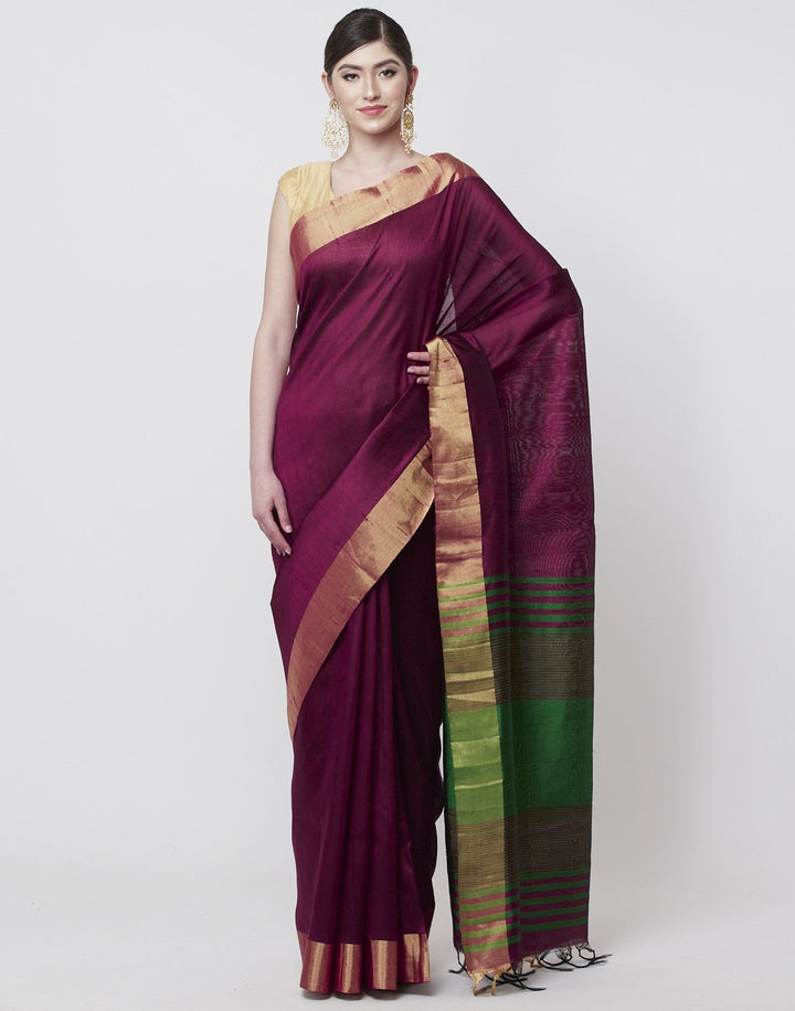 MBZ Meena Bazaar-Green Handloom Woven Saree