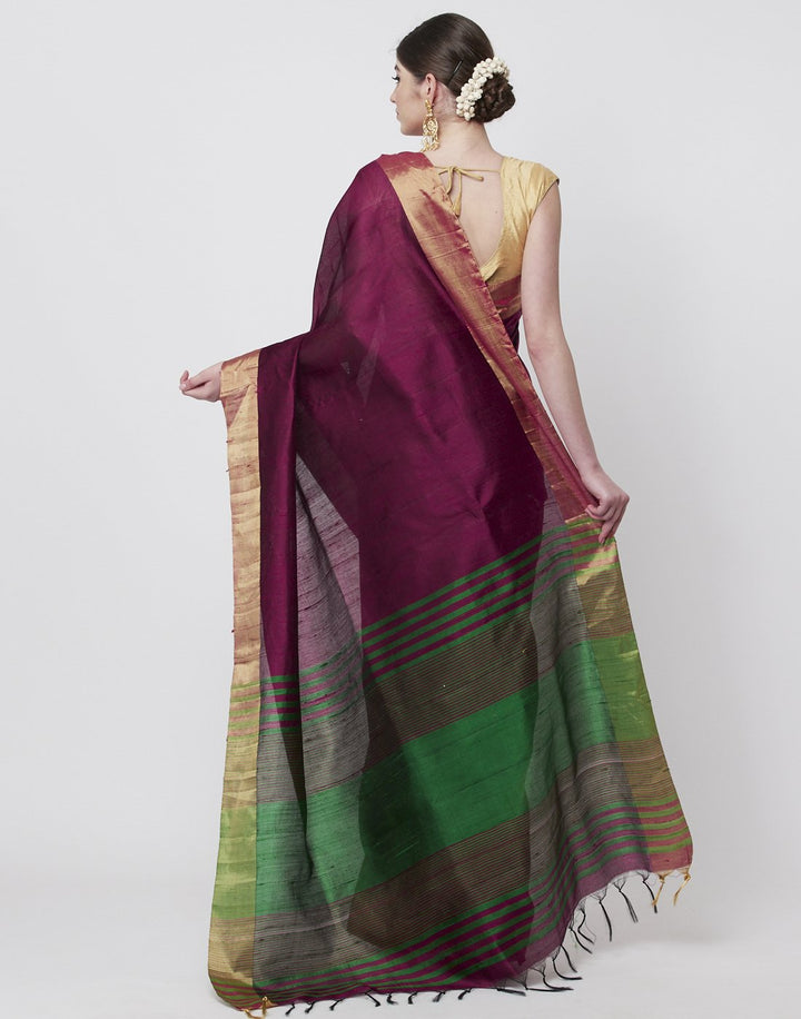 MBZ Meena Bazaar-Green Handloom Woven Saree