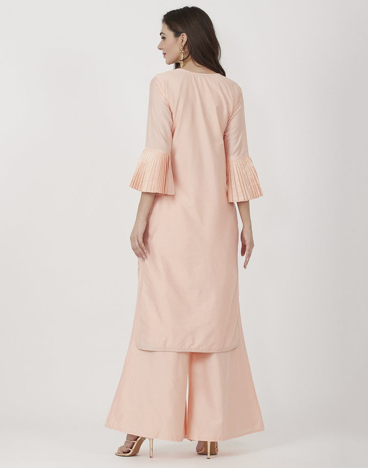 MBZ Meena Bazaar-Peach Cotton Chanderi Salwar Kameez