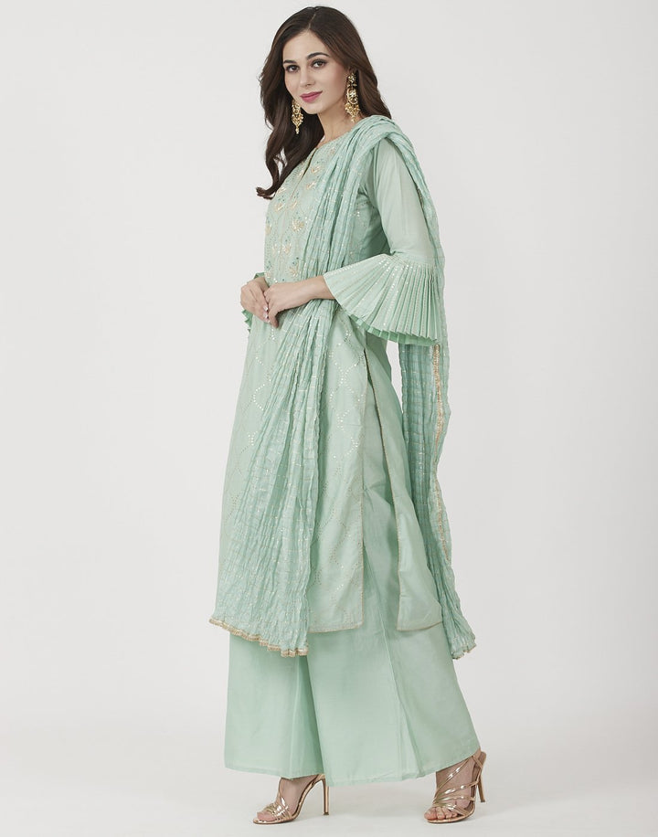 MBZ Meena Bazaar-Peach Cotton Chanderi Salwar Kameez