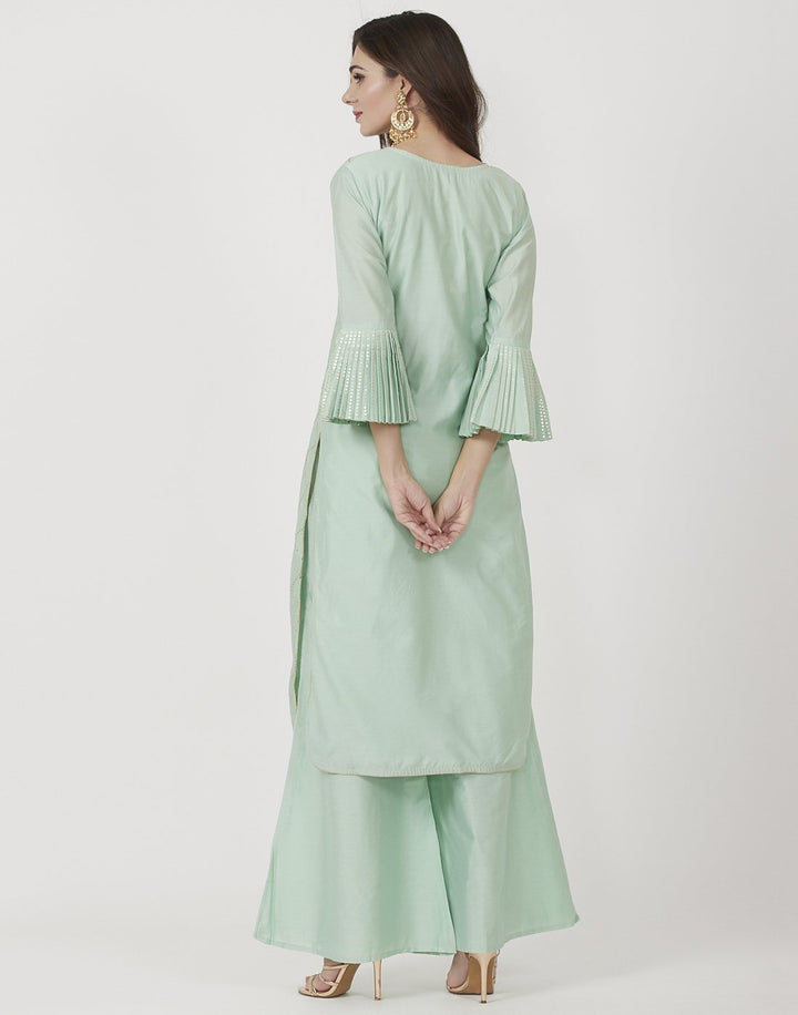 MBZ Meena Bazaar-Peach Cotton Chanderi Salwar Kameez