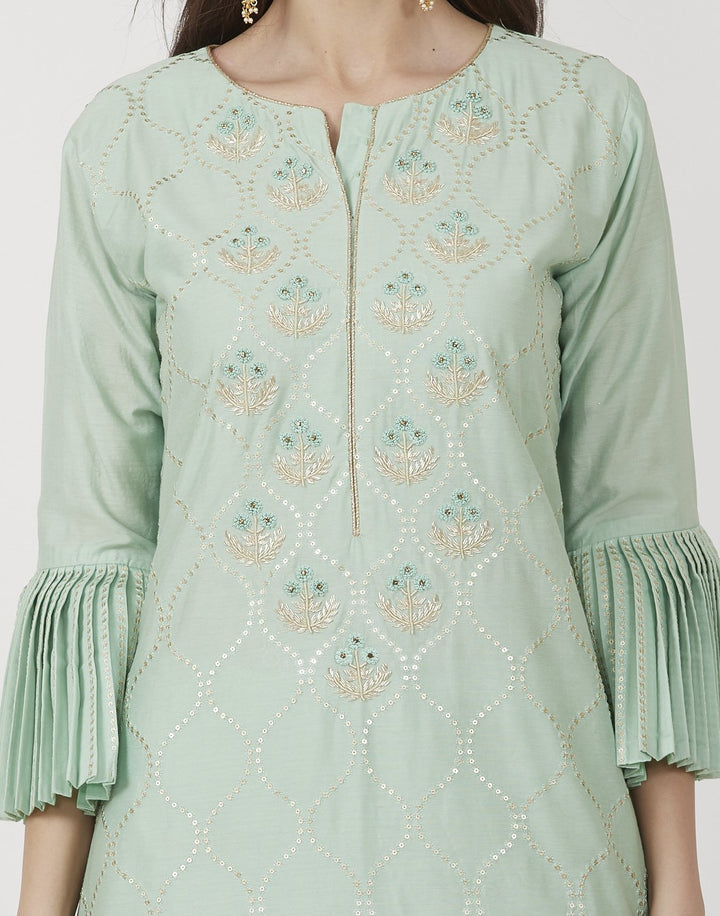 MBZ Meena Bazaar-Peach Cotton Chanderi Salwar Kameez