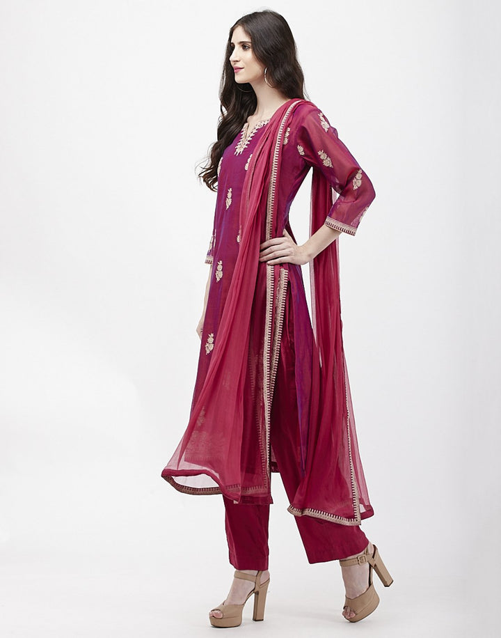 MBZ Meena Bazaar-Green Cotton Chanderi Salwar Kameez