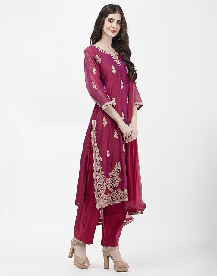 MBZ Meena Bazaar-Green Cotton Chanderi Salwar Kameez