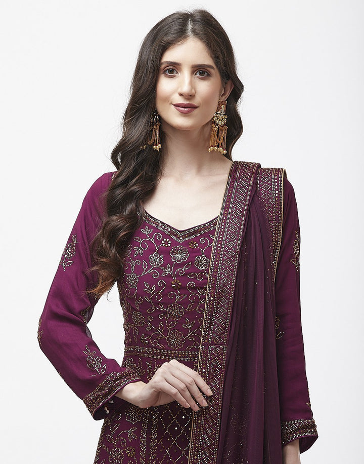 MBZ Meena Bazaar-Navy Blue Art Georgette Salwar Kameez