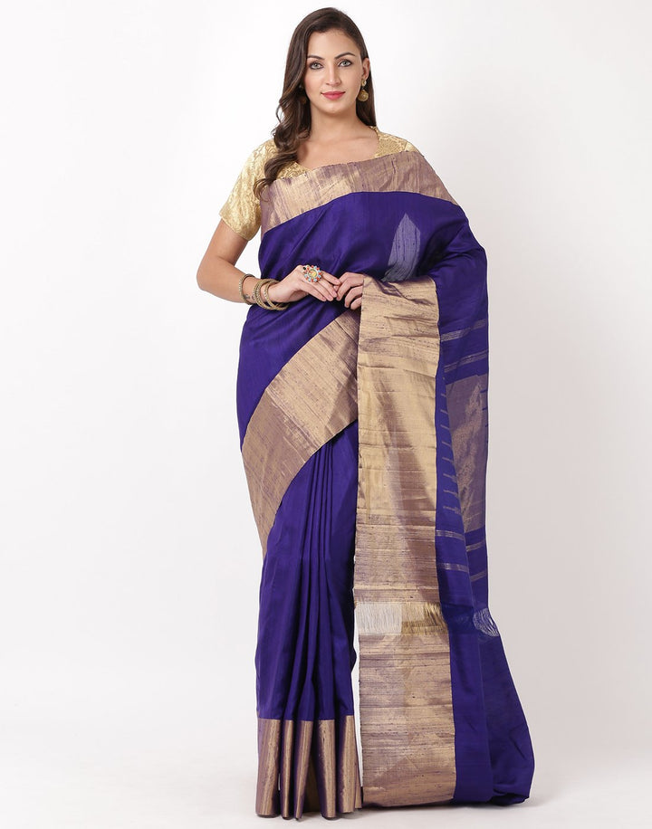 MBZ Meena Bazaar-Black Woven Handloom Saree