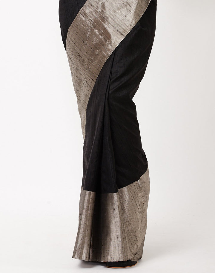 MBZ Meena Bazaar-Black Woven Handloom Saree