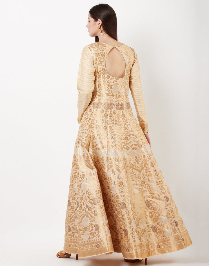 MBZ Meena Bazaar-Beige Brocade Salwar Kameez