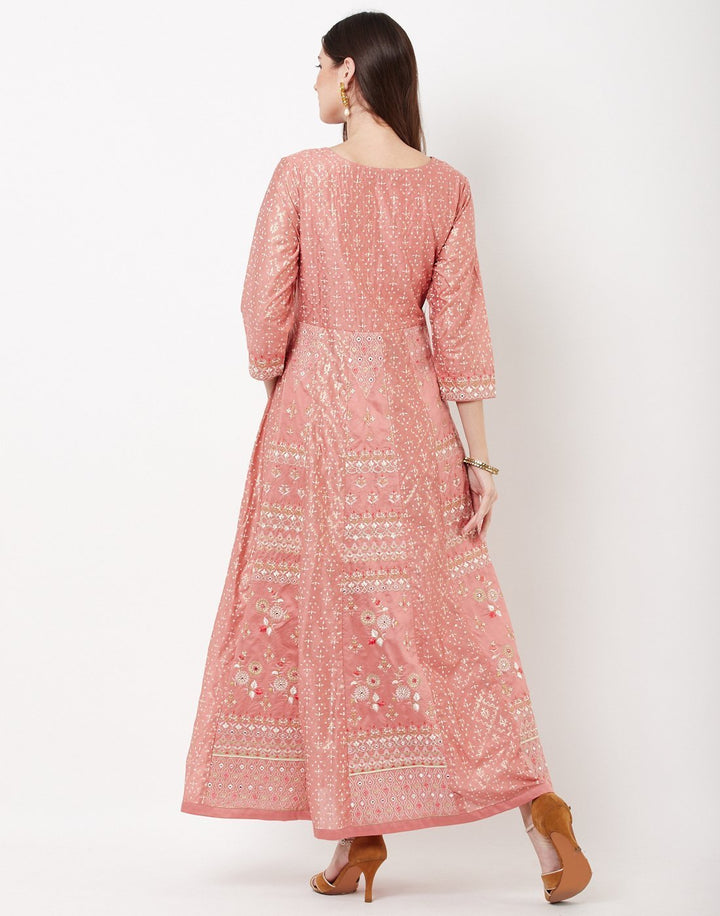 MBZ Meena Bazaar-Pink Cotton Chanderi Salwar Kameez