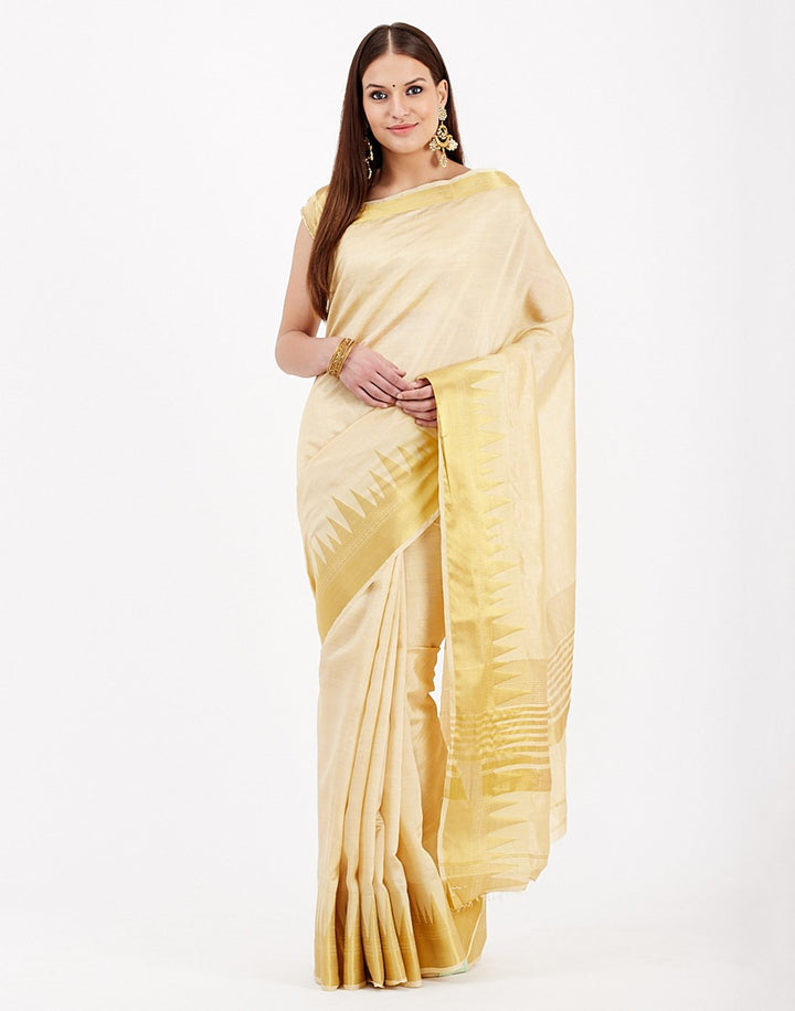 MBZ Meena Bazaar-Beige Art Handloom Saree