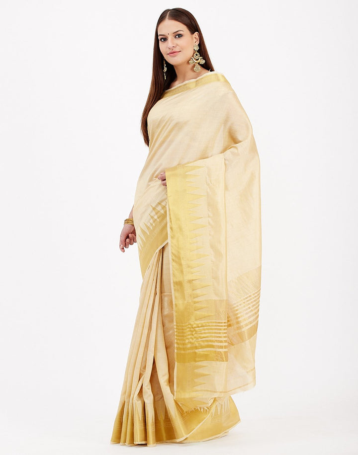 MBZ Meena Bazaar-Beige Art Handloom Saree
