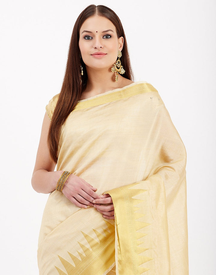 MBZ Meena Bazaar-Beige Art Handloom Saree