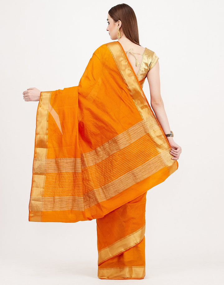 MBZ Meena Bazaar-Mustard Art Handloom Woven Saree