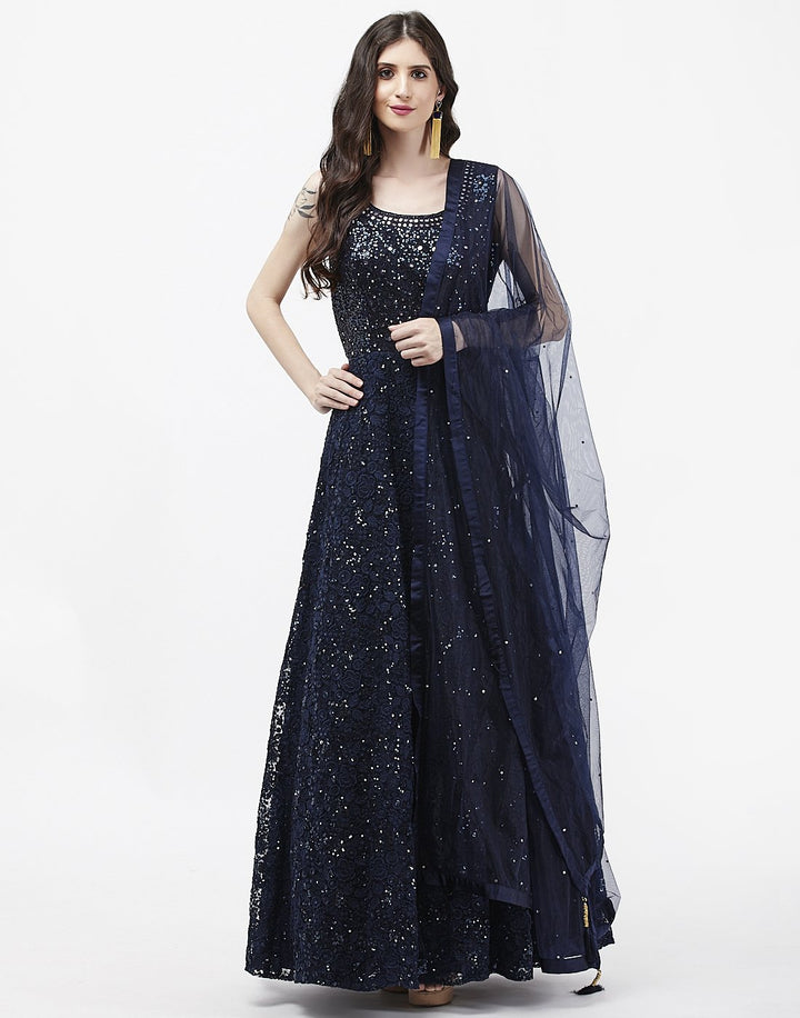 MBZ Meena Bazaar-Red Net Salwar Kameez