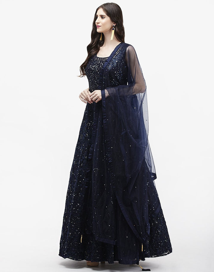 MBZ Meena Bazaar-Red Net Salwar Kameez