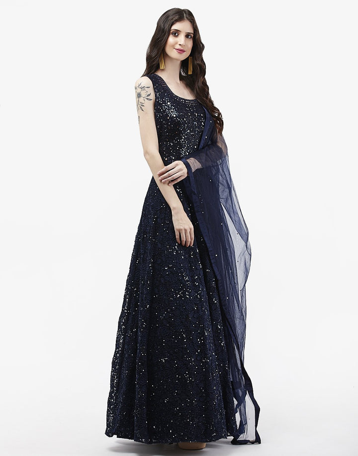 MBZ Meena Bazaar-Red Net Salwar Kameez
