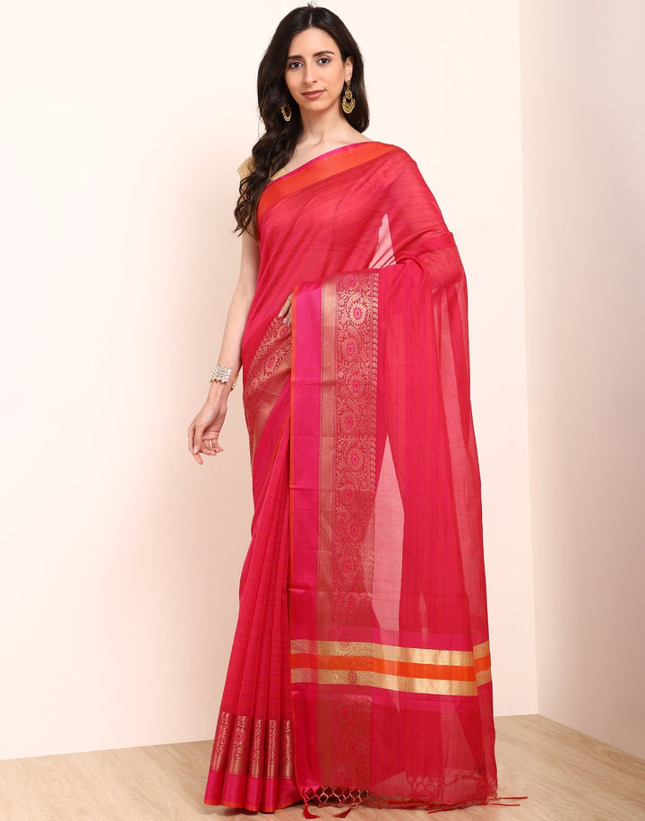 MBZ Meena Bazaar-Rani Cotton Woven Saree