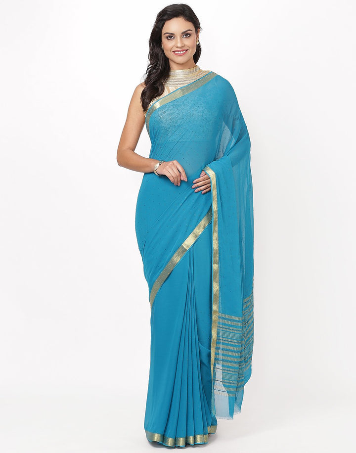 MBZ Meena Bazaar-Firozee Art Chiffon Saree