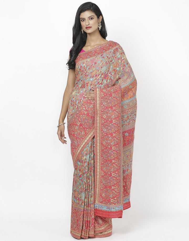 MBZ Meena Bazaar-Beige Woven Tussar Pashmina Saree