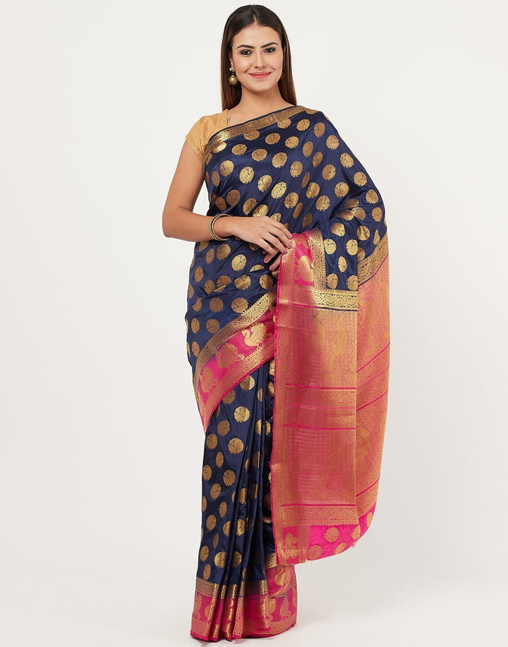 MBZ Meena Bazaar-Mustard Art Handloom Saree
