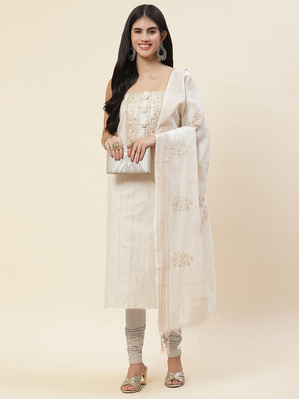 Embroidered Cotton Unstitched Suit Piece With Dupatta