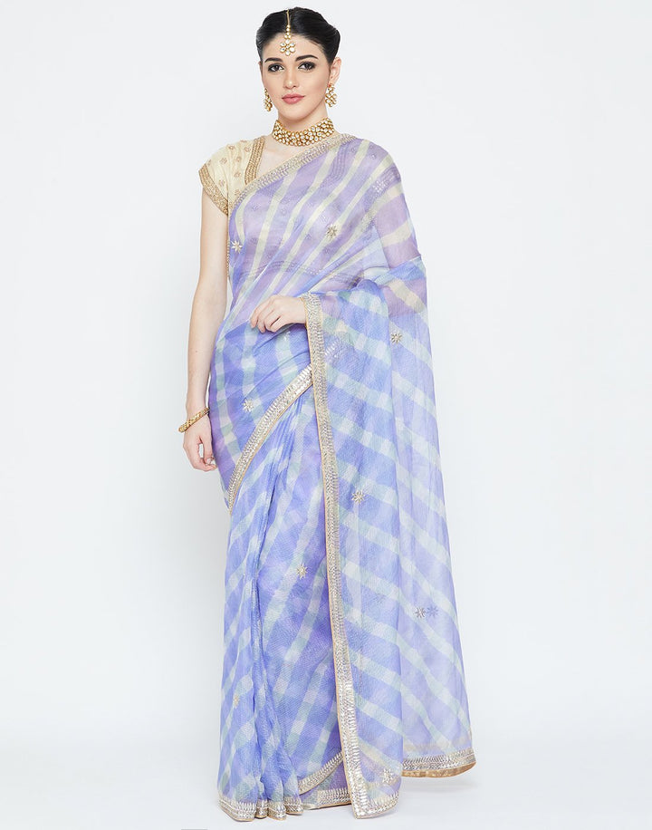 MBZ Meena Bazaar-Blue Cotton Kota Saree