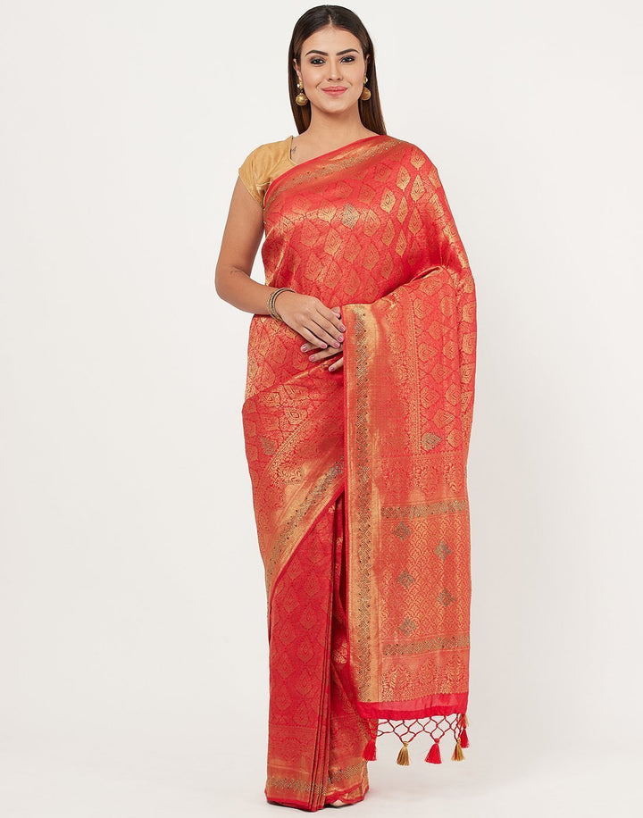 MBZ Meena Bazaar-Art Handloom Embroidery Saree