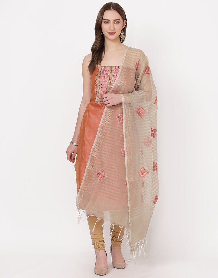 MBZ Meena Bazaar-Peach Pink Chanderi Suit Set