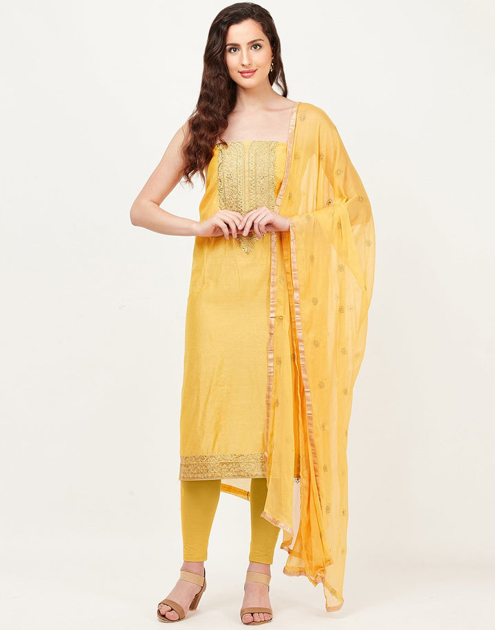 MBZ Meena Bazaar-Mustard Chanderi Suit Set