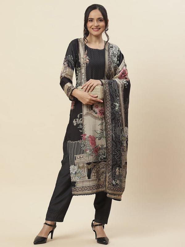 Printed Muslin Kurta With Pants & Dupatta