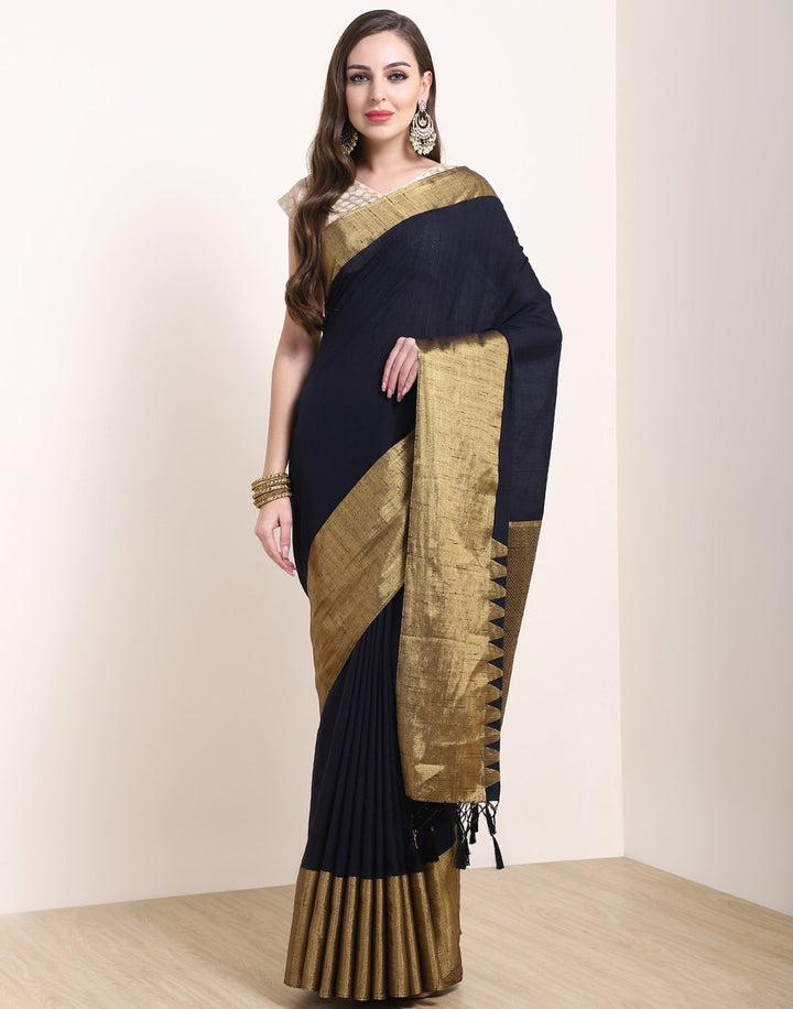 MBZ Meena Bazaar-Black Art Handloom Saree