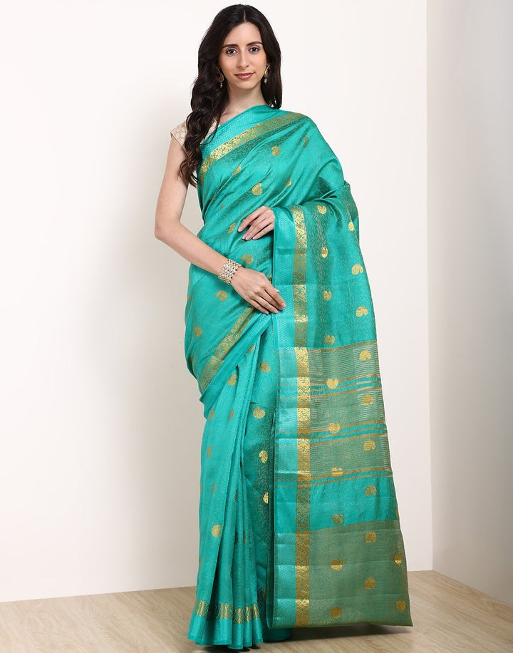 MBZ Meena Bazaar-Green Art Handloom Saree