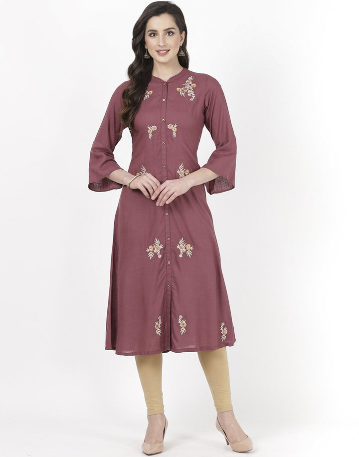 MBZ Meena Bazaar-Wine Cotton Kurti