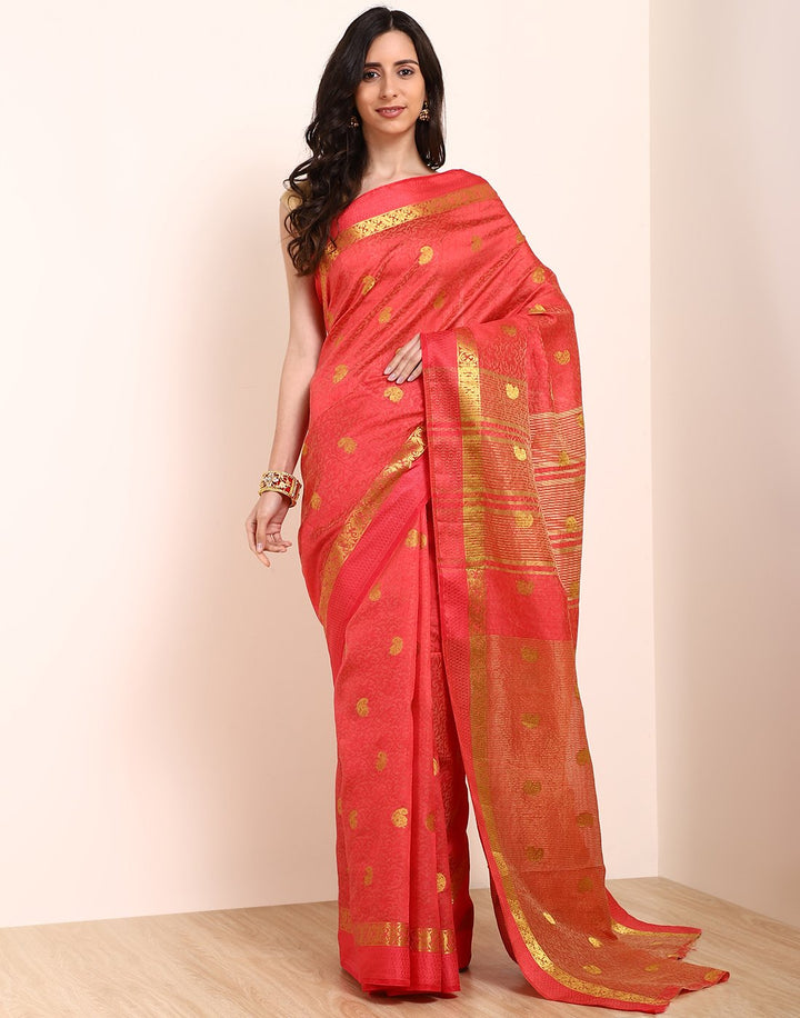 MBZ Meena Bazaar-Green Art Handloom Saree