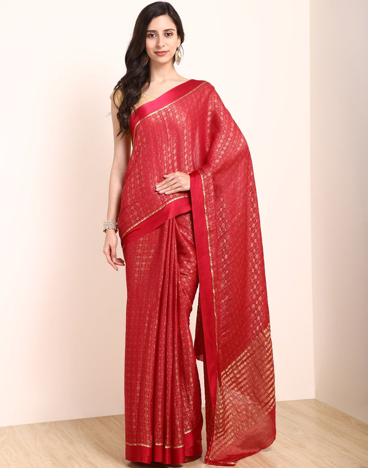 MBZ Meena Bazaar-Hot Pink Georgette Saree