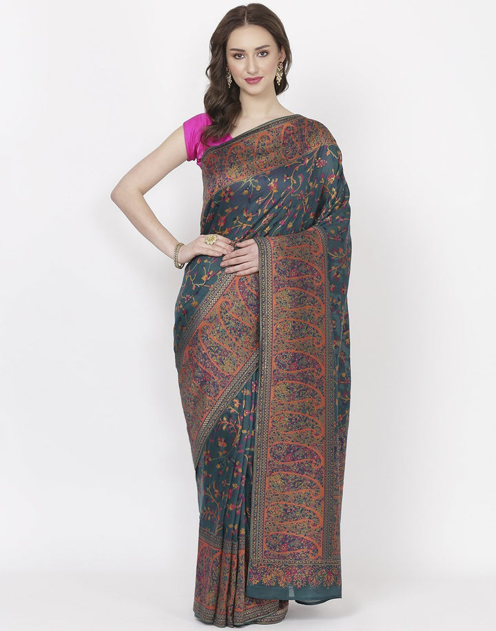 MBZ Meena Bazaar-Woven Tussar Pashmina Saree