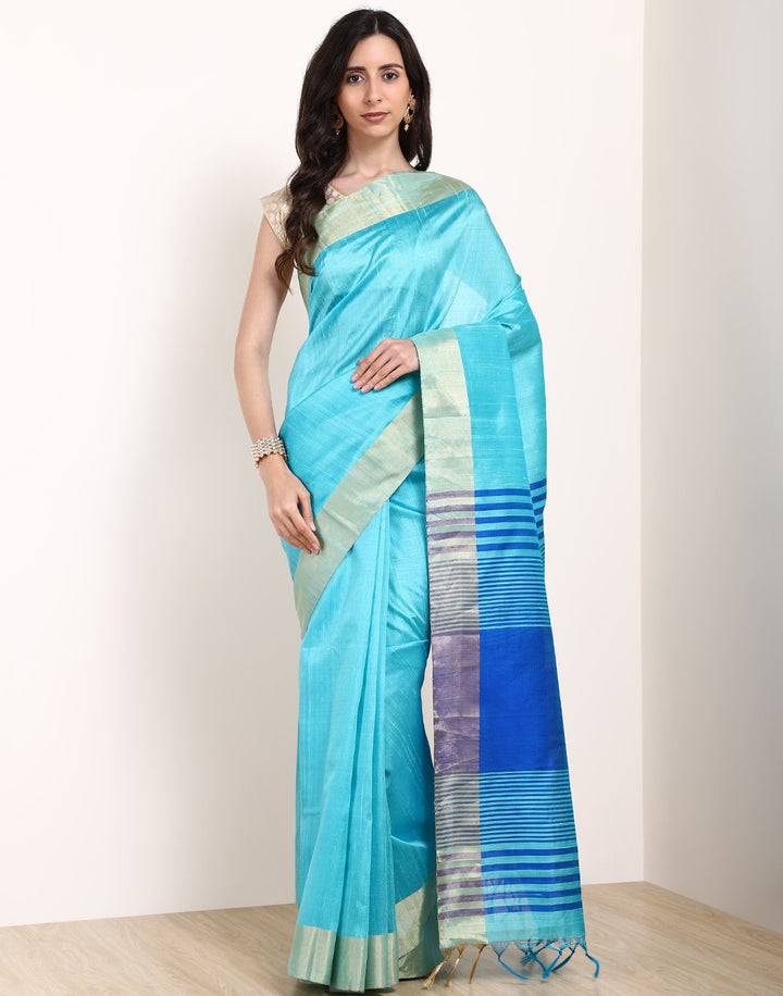 MBZ Meena Bazaar-Green Handloom Woven Saree